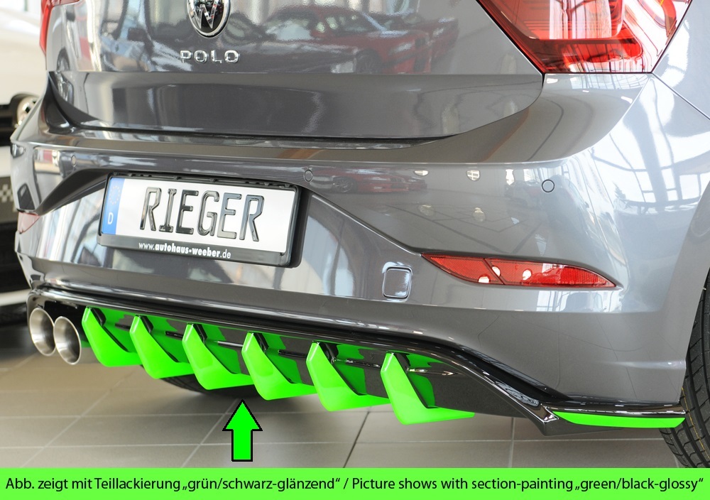 Rieger Heckeinsatz matt schwarz für VW Polo (AW) GTI 5-tür. 06.21- (ab Facelift) jetzt online