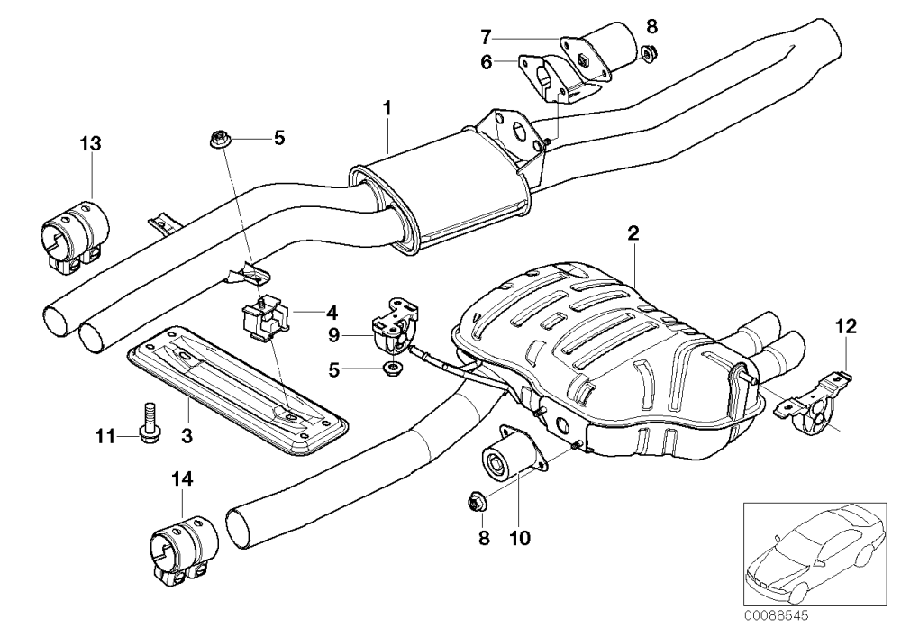 BMW Mittelschalldämpfer E46 18107506469 heißer Online-Verkauf