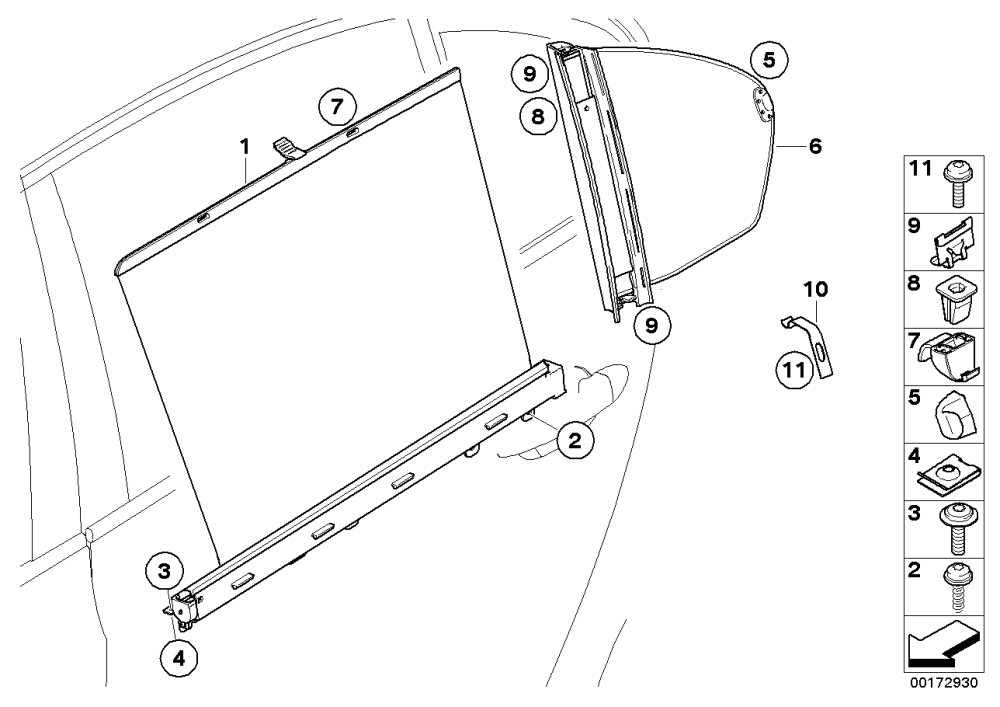 BMW Sonnenschutzrollo Tür hinten links E61 51357079421 online