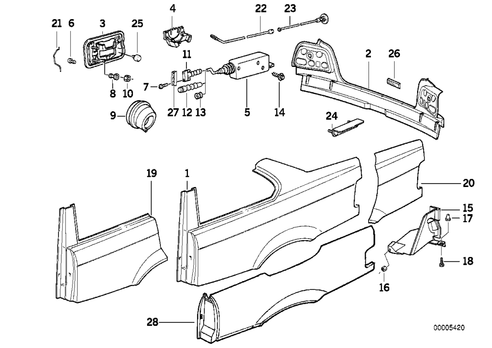 BMW Seitenwand hinten rechts E36 41358130798