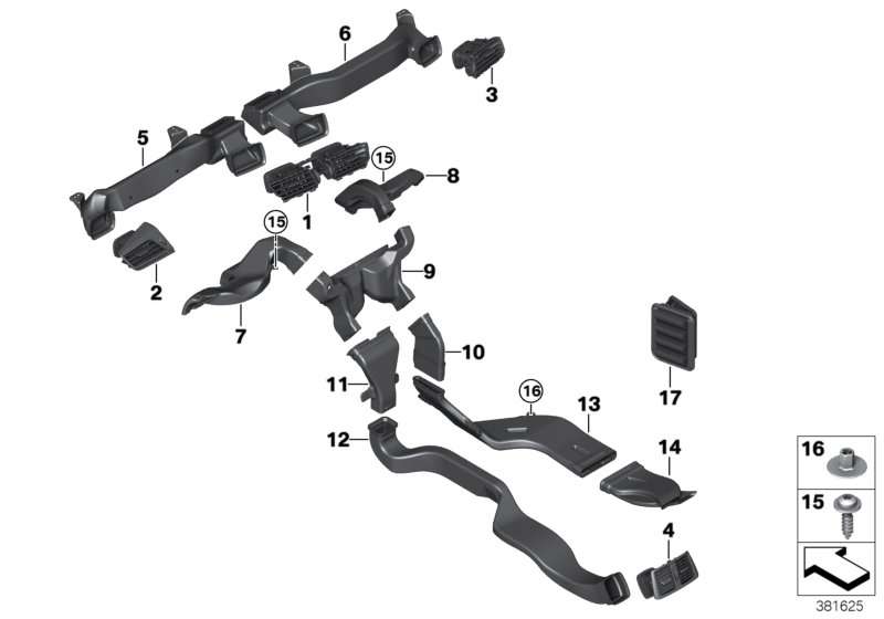 BMW Frischluftgrill Mitte F45 F46 64229262955