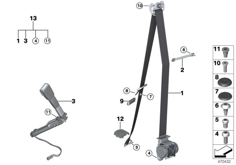 BMW Obergurt vorn links F21 F22 F32 F82 F87 F87N 72117265809