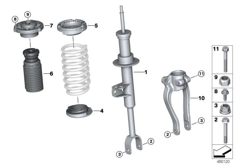 BMW Federbein vorn links G30 31316866607 Online-Verkauf