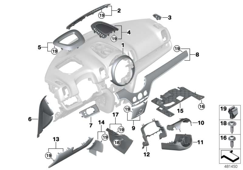 BMW Dekorblende Beifahrerseite illuminiert F60 51459350474 Online-Verkauf